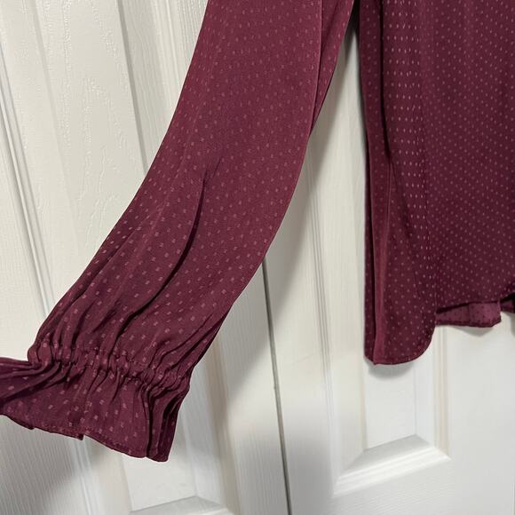 Madewell Silk Long Sleeve Poet Top Maroon Size XS - Picture 7 of 7